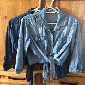 Denim button down crop tops- 2 included